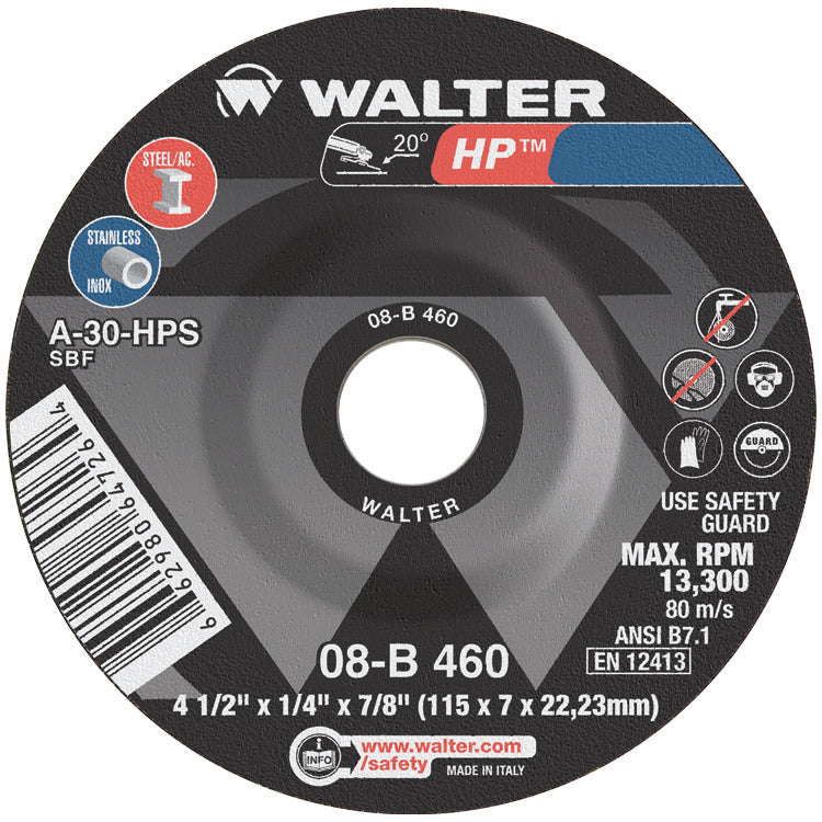 4-1/2X1/4X7/8 HP GR WHEELS PKG 25 - Fuline Welding Supplies