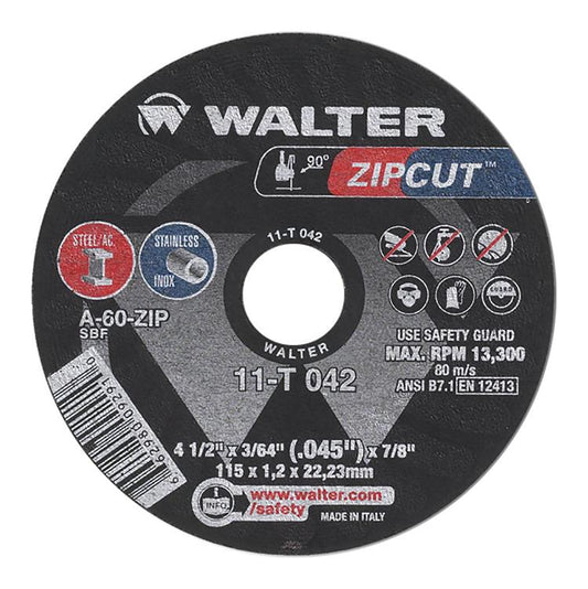ZIPCUT 4.5X3/64X7/8'' T1 CUT-OFF WHEEL PKG 25 - Fuline Welding Supplies