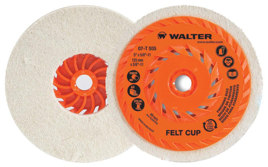 5 X 5/8-11 FELT CUP DISC PKG 5 - Fuline Welding Supplies