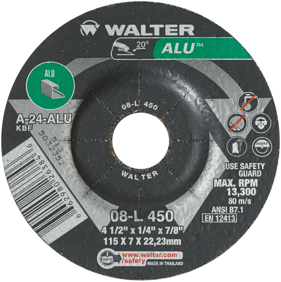 4-1/2X1/4 ALU GR WHEEL PKG 25 - Fuline Welding Supplies